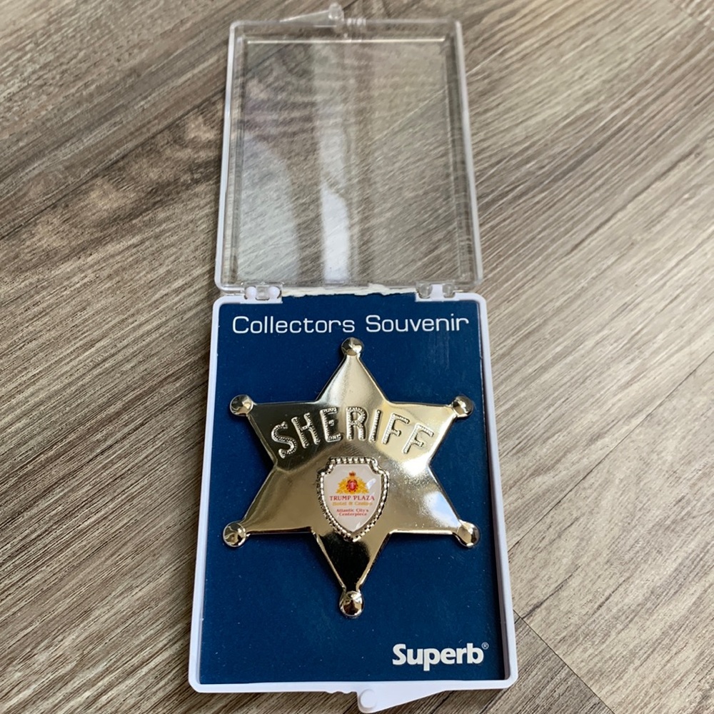 Sheriff Star Pin Trump Plaza Hotel & Casino Atlantic City AC Collector Souvenir